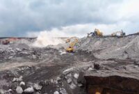 petugas saat melakukan penanganan darurat pada tanggul sungai Besuk Kobokan