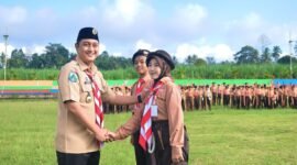 wakil Bupati Lumajang Yudha Adji Kusumah saat  saat membuka Jambore Kwarran Pasrujambe ke - 10