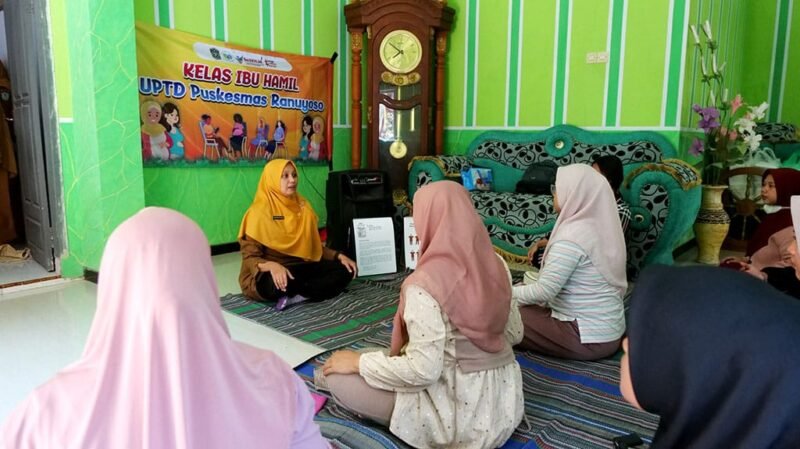 Tenaga kesehatan saat memberikan layanan kesehatan ibu hamil dan lansia