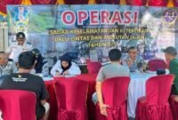 Petugas Dishub saat memeriksa surat kendaraan yang terjaring operasi