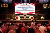 Bupati Lumajang saat memberikan sambutan diacara Tim Supervisi dan Sosialisasi Peraturan Harian TPPO