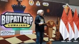 Bupati Lumajang Ir. Hj. Indah Amperawati, M.Si saat membuka Open Turnamen Catur Nasional Piala Bupati Cup 2025