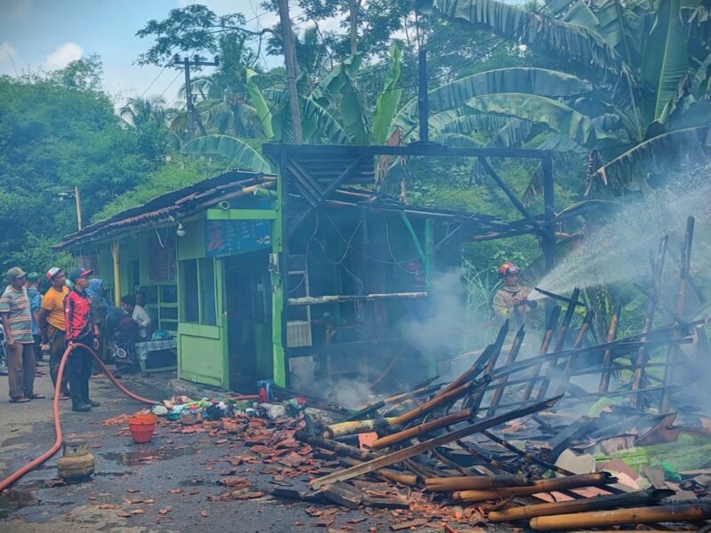 Petugas Damkar saat melakukan pemadaman api