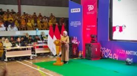 Bupati Lumajang Ir. Hj. Indah Amperawati, M.Si saat memberikan sambutan di Hakordia 2025 