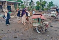 Kondisi pemukiman warga Desa Sumbersari Kecamatan Pronojiwo pasca erupsi Semeru