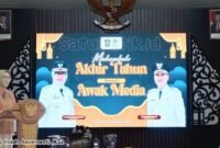 Bupati Lumajang Ir. Hj. Indah Amperawati, M.Si saat memberikan sambutan di acara Muhasabah akhir tahun bersama media