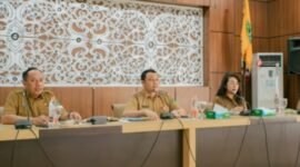 Sekda Kabupaten Kapuas Usis I. Sangkai saat memimpin Rakor lanjutan Penyusunan Laporan Kinerja Pelaksanaan PRO_SN 