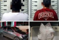 Kedua pelaku berikut dengan barang bukti saat diamankan di Polres Kapuas 