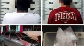 Kedua pelaku berikut dengan barang bukti saat diamankan di Polres Kapuas 
