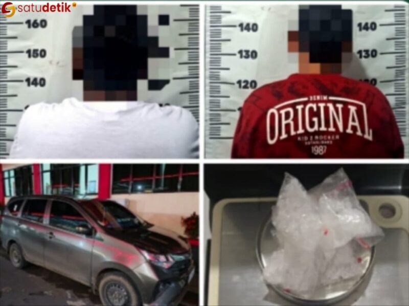 Kedua pelaku berikut dengan barang bukti saat diamankan di Polres Kapuas 