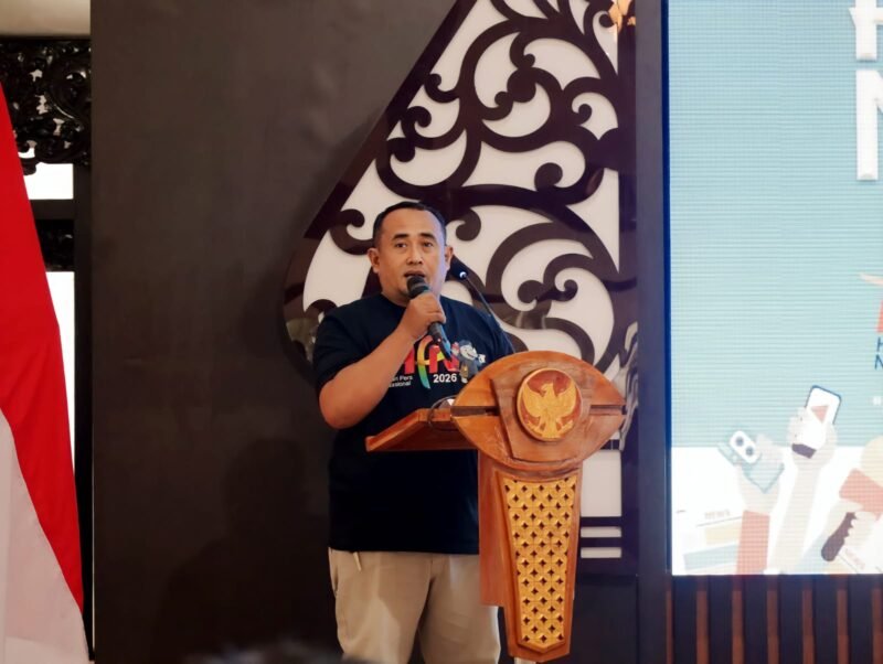 Ketua PWI Lumajang saat memberikan sambutan diacara HPN 2026 