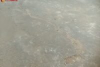 Foto keretakan cor beton halaman SMP Negeri 5 Selat Kapuas