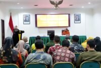 Bupati Lumajang saat memberikan sambutan diacara Pencanangan Desa Cantik dan Sosialisasi Sensus Ekonomi 2026